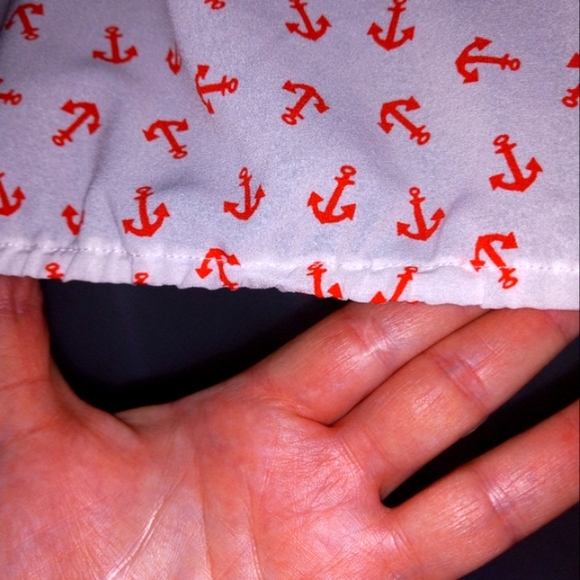 Eyeshadow Women's Sz Small Anchors White Red Ruffles Sleeveless Nautical Boating - Picture 16 of 16